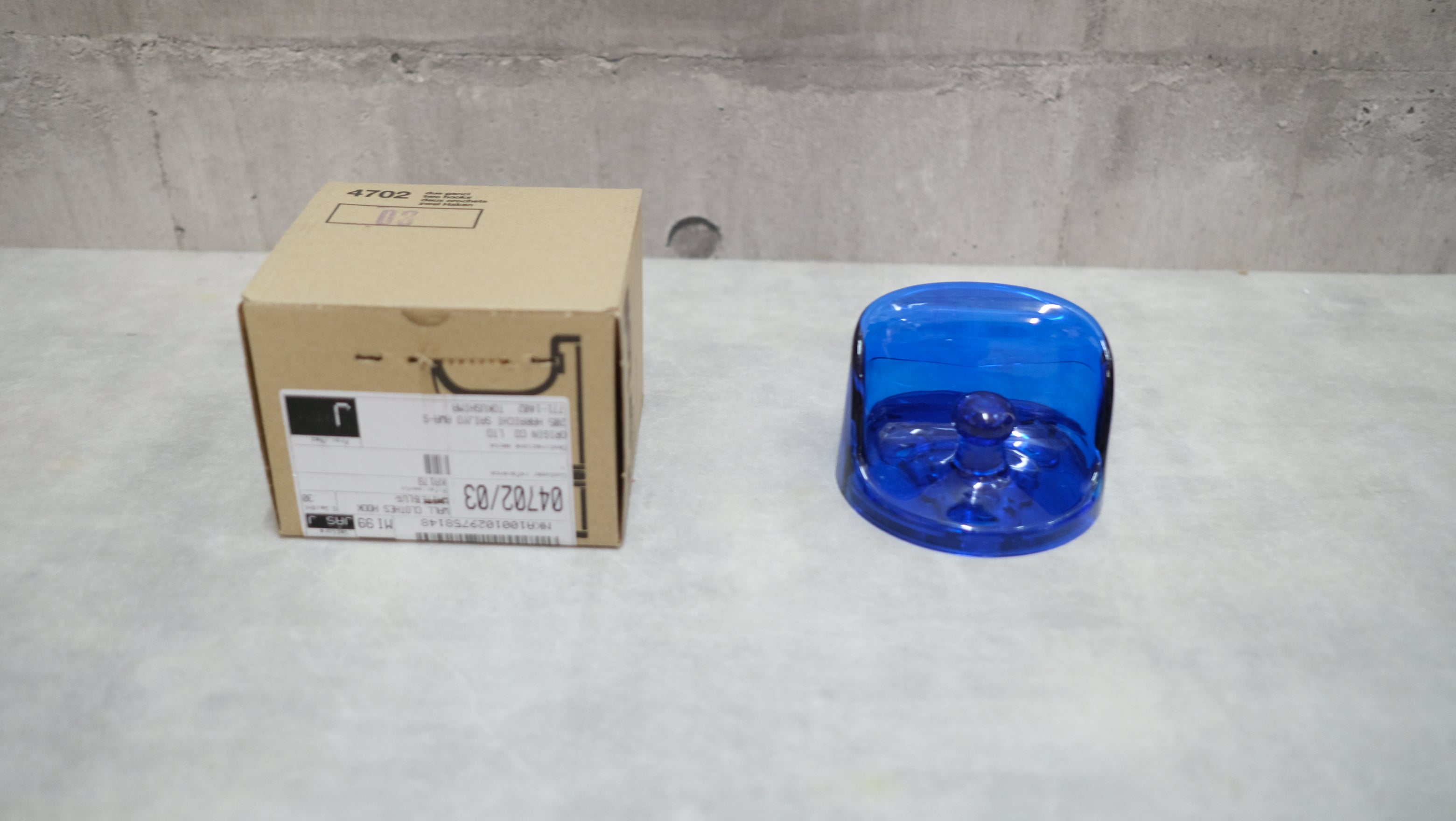 【未使用】Kartell ウォールフック クリアブルー|カルテル デザインフック コバルト透明色