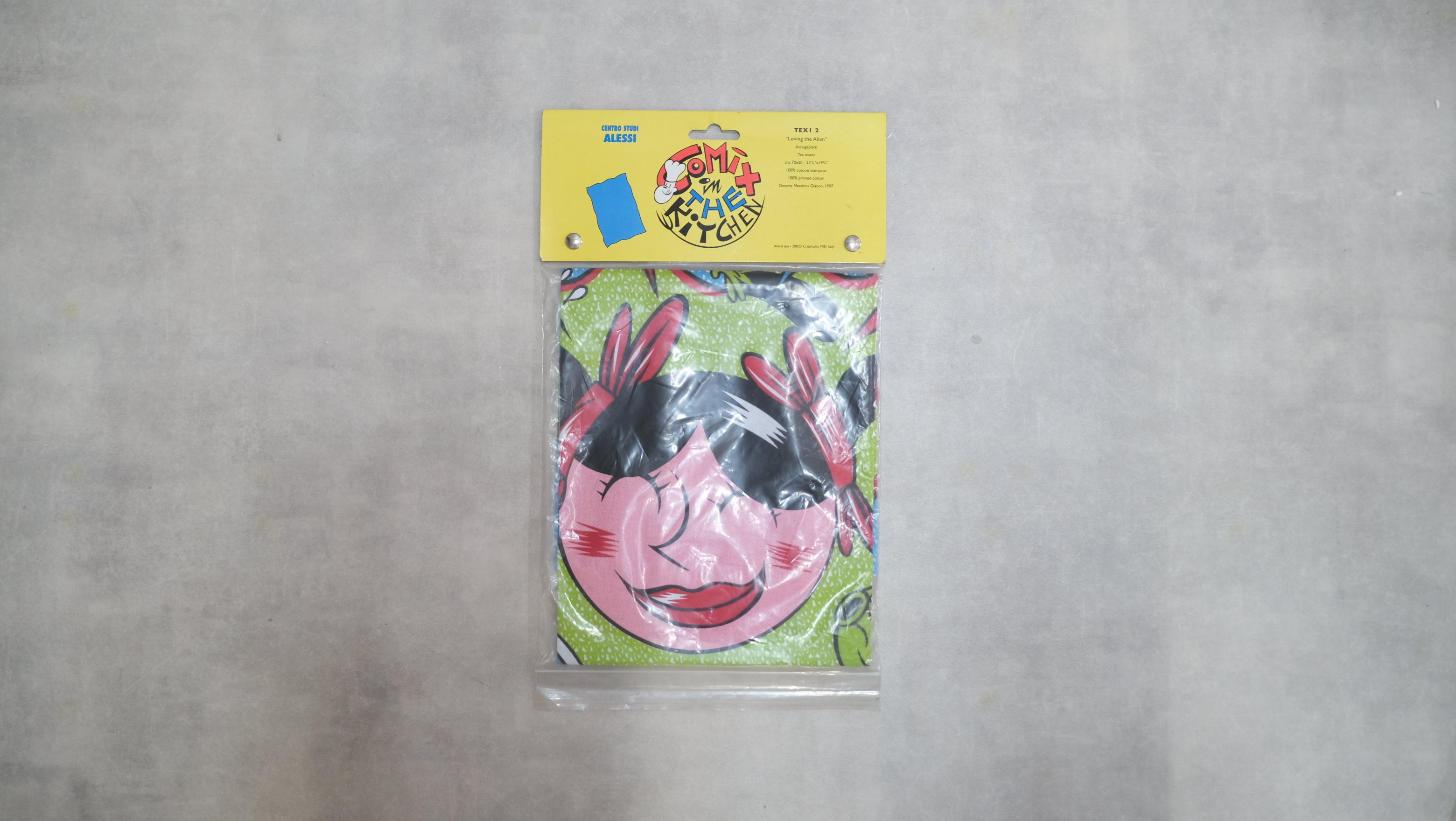 【未使用・希少】ALESSI アレッシィ ティータオル TEXI 2 "Loving the Alien" マッシモ・ジャコン デザイン