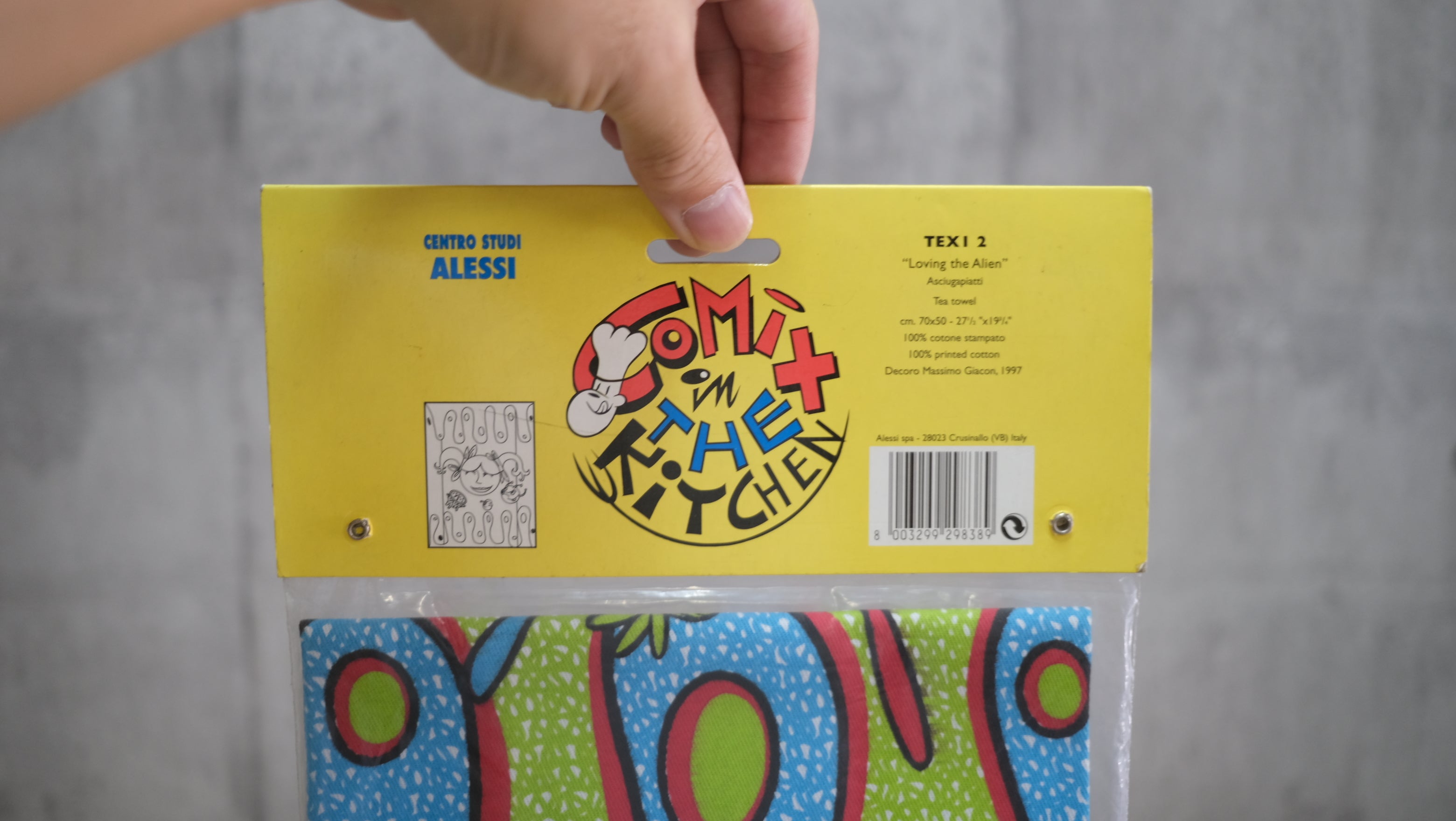 【未使用・希少】ALESSI アレッシィ ティータオル TEXI 2 "Loving the Alien" マッシモ・ジャコン デザイン