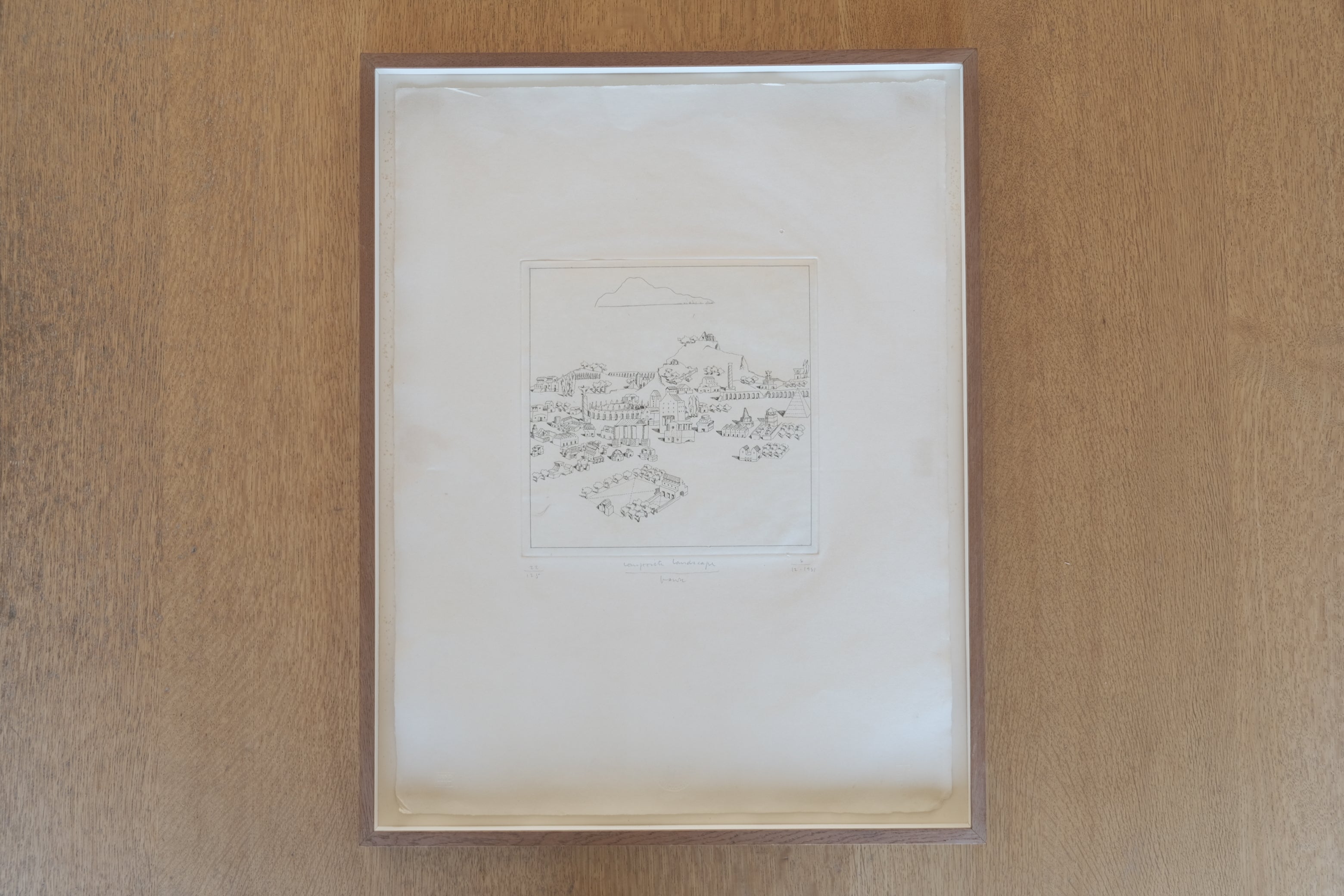 Michael Graves《Composite Landscape》エッチング(1981)|フレーム付 ※ガラス欠損