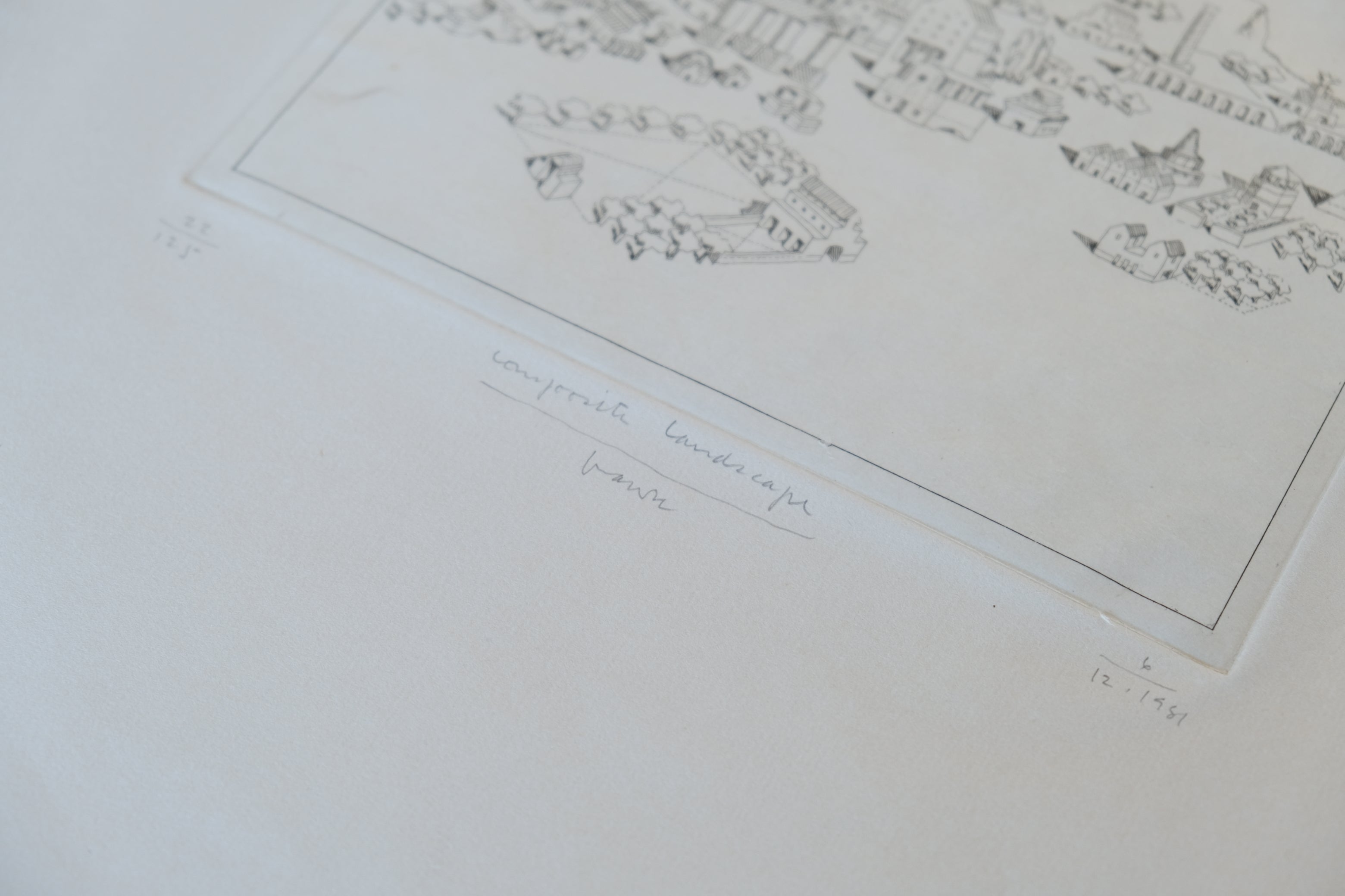 Michael Graves《Composite Landscape》エッチング(1981)|フレーム付 ※ガラス欠損