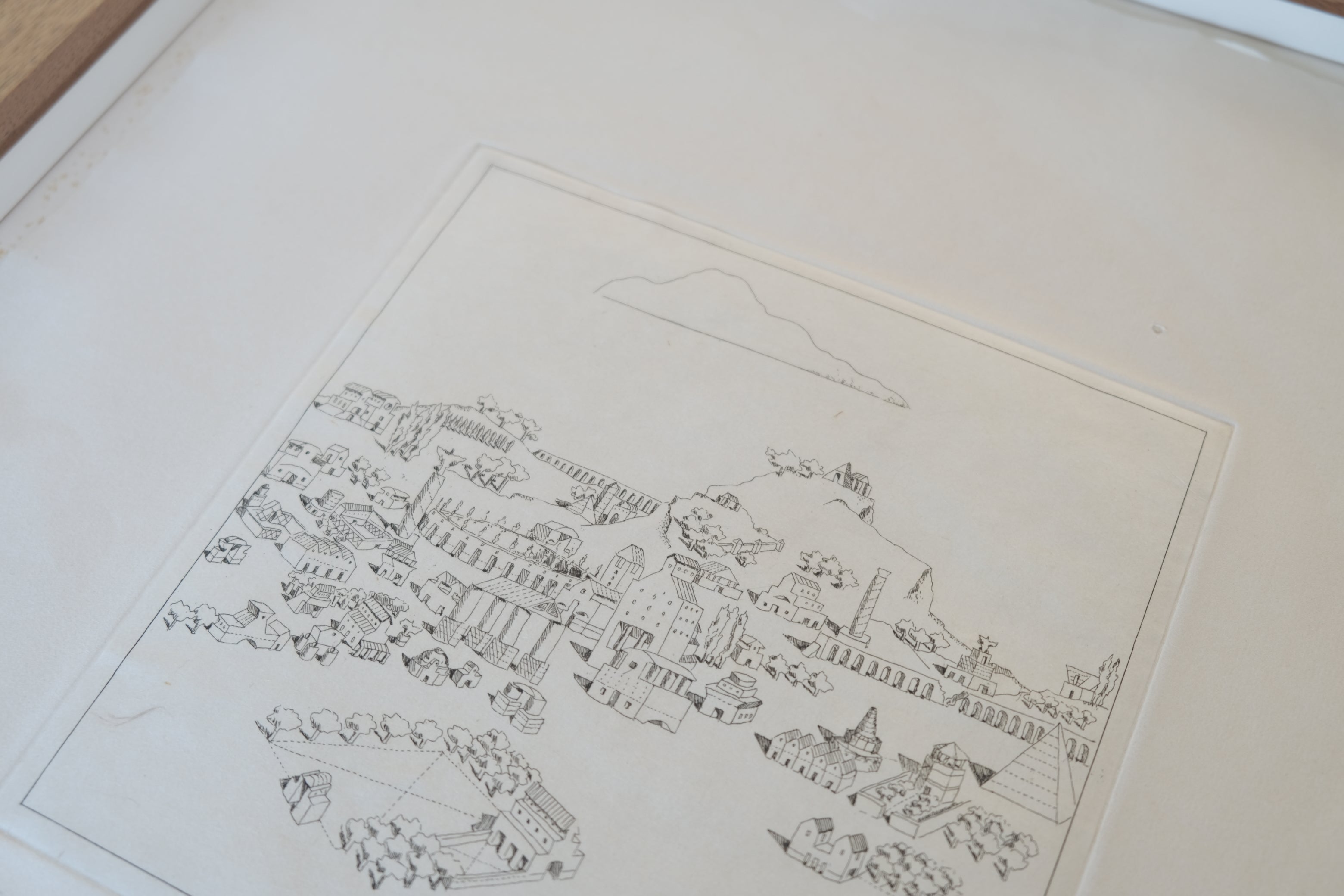 Michael Graves《Composite Landscape》エッチング(1981)|フレーム付 ※ガラス欠損