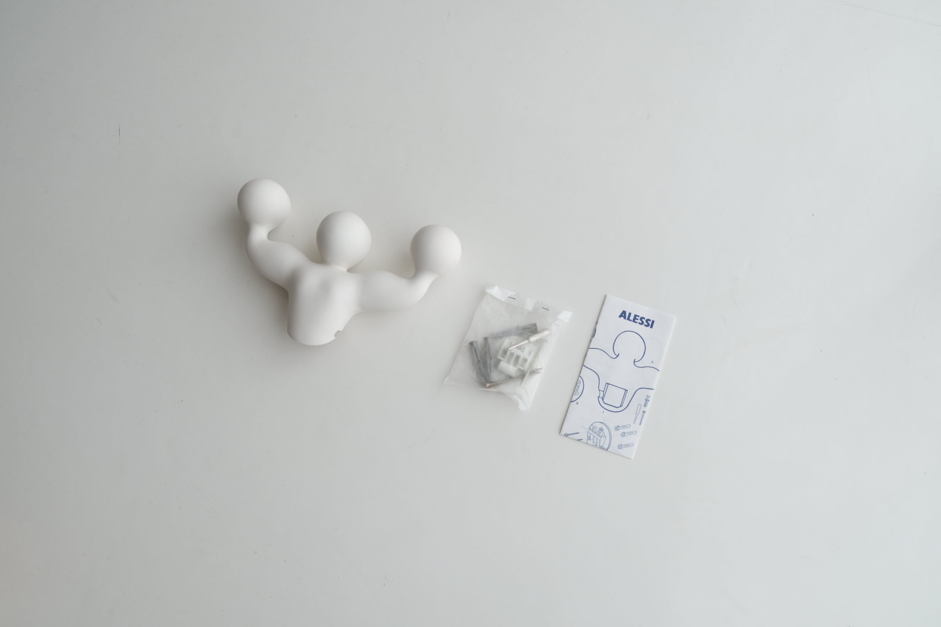 【未使用品】Alessi「F.F.F.」ウォールフック(ホワイト)/クラフトボックス・取付具付属
