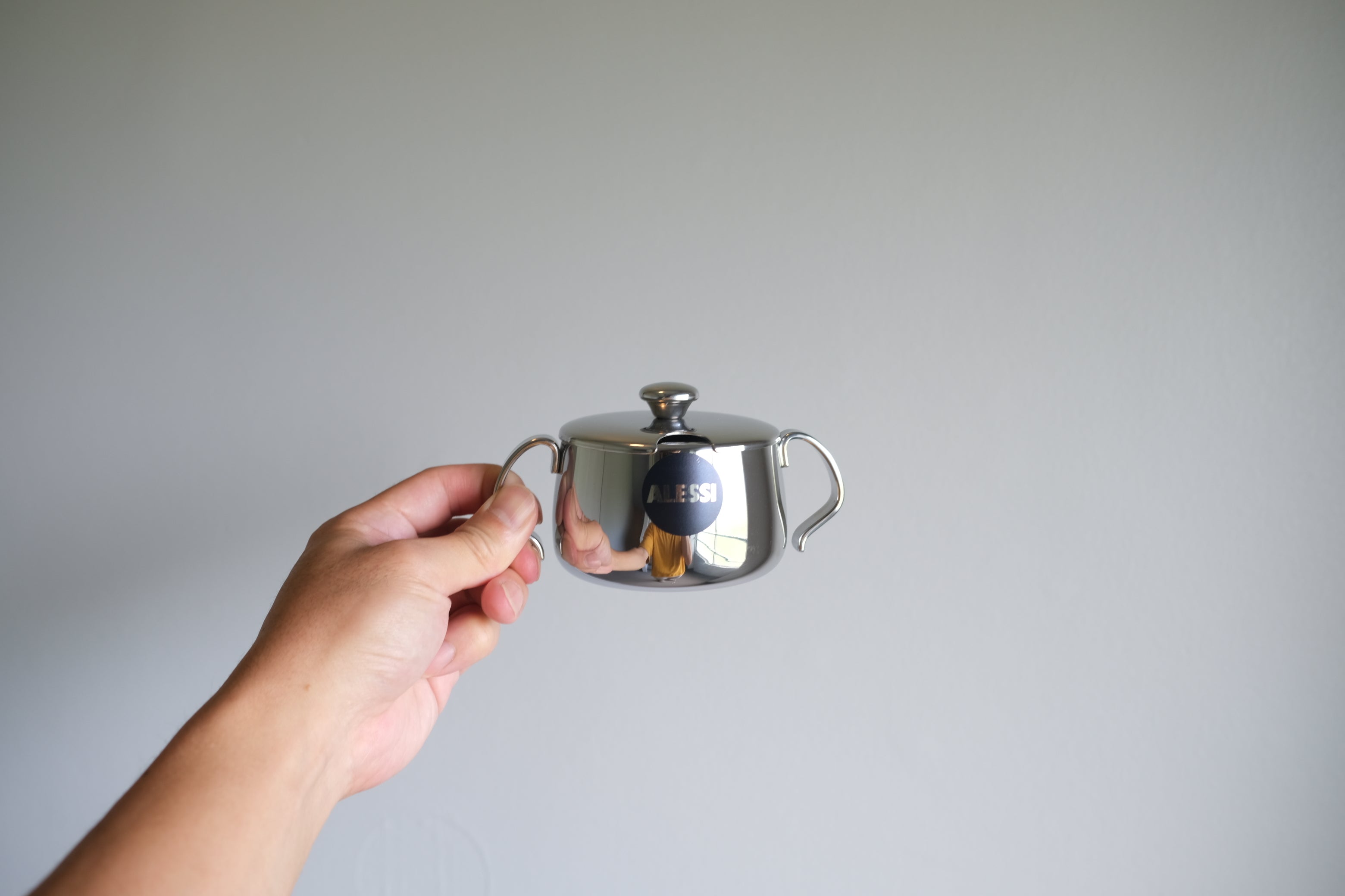 【未使用品】アレッシィ シュガーポット 18-10 ステンレス製 スプーン付|ALESSI SUGAR BOWL 200ml