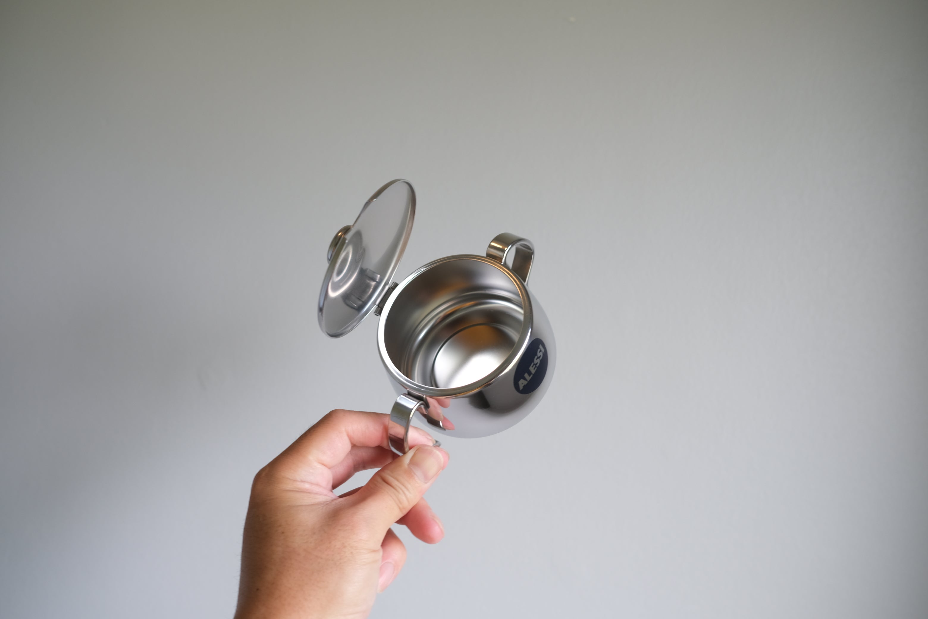 【未使用品】アレッシィ シュガーポット 18-10 ステンレス製 スプーン付|ALESSI SUGAR BOWL 200ml