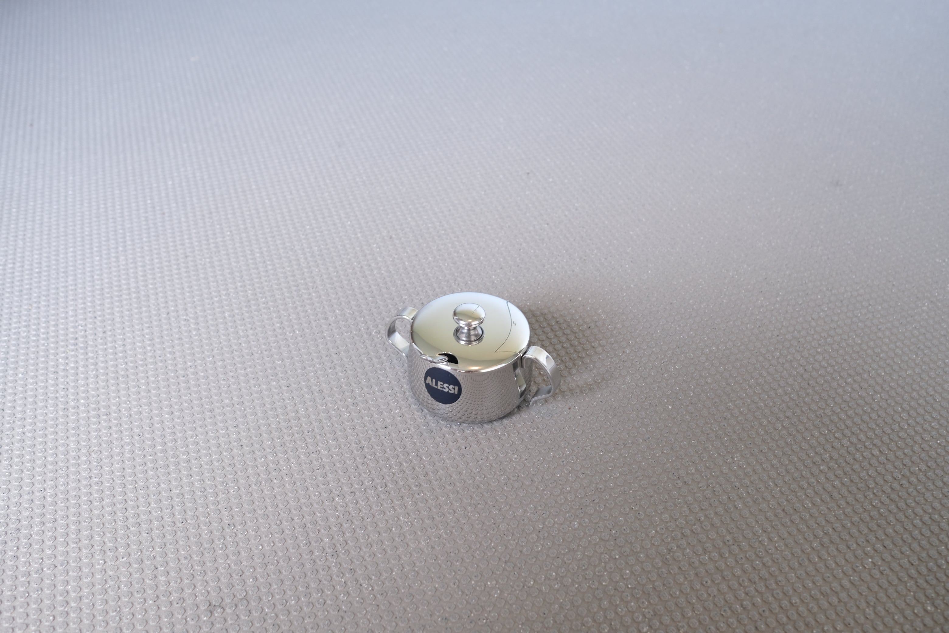 【未使用品】アレッシィ シュガーポット 18-10 ステンレス製 スプーン付|ALESSI SUGAR BOWL 200ml