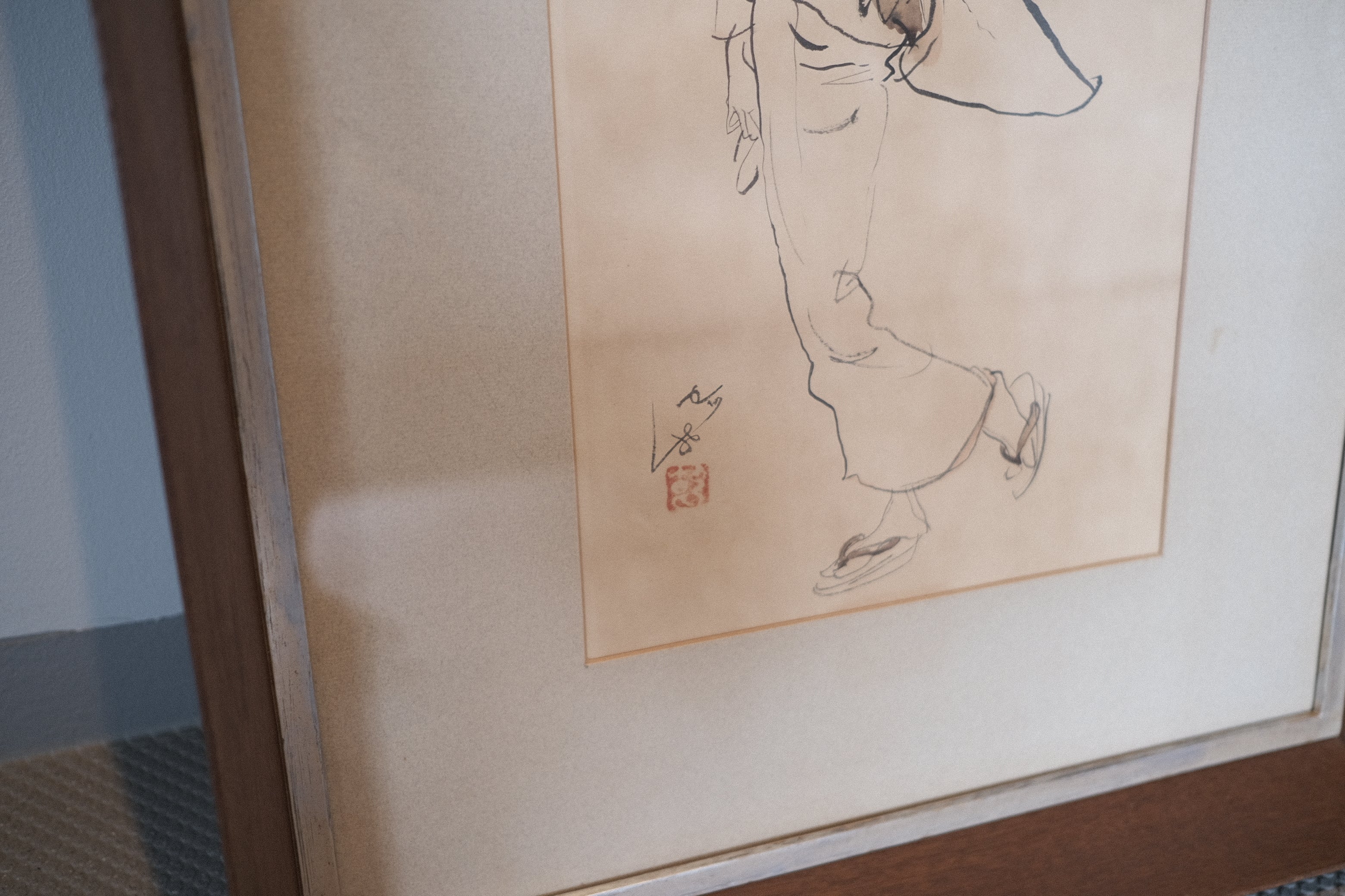 淡く、静かに、時を映す|長沢節《和装の女》クロッキー原画 額装品