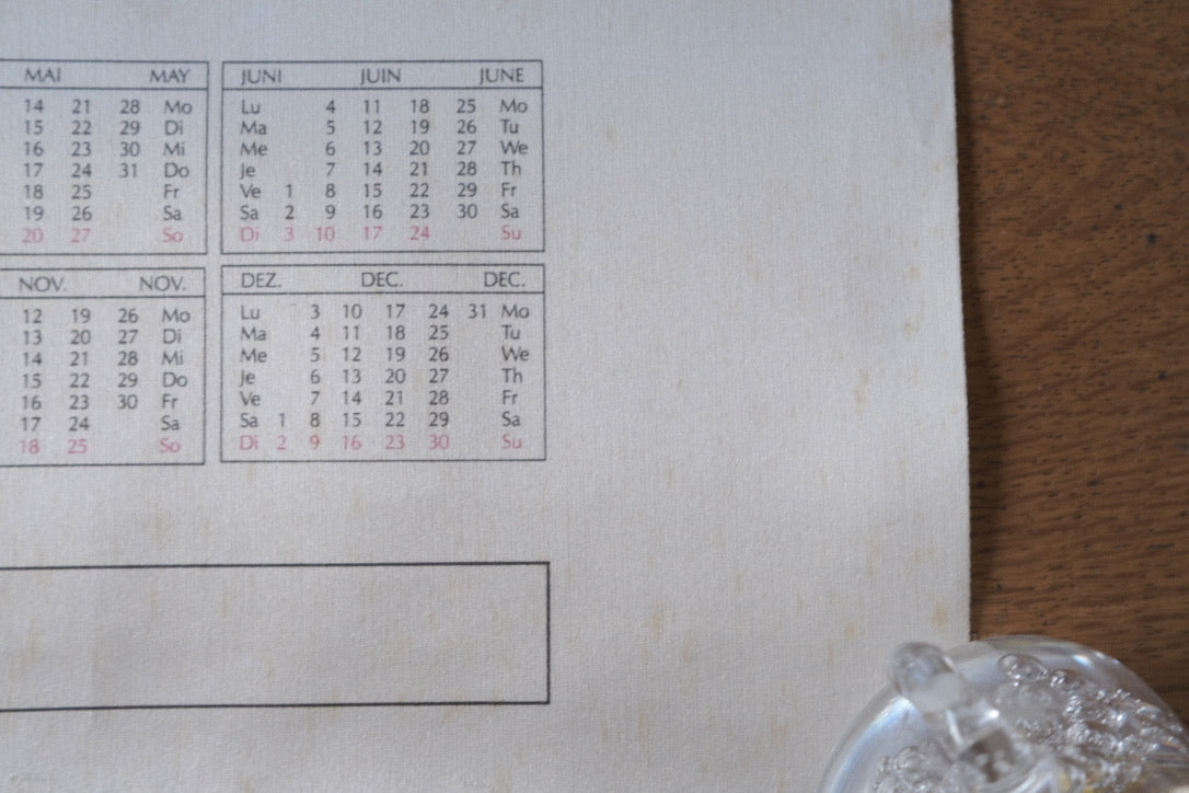 希少|FISBA(フィスバ)1991年 シルクプリントカレンダー|伝統と品格の一枚