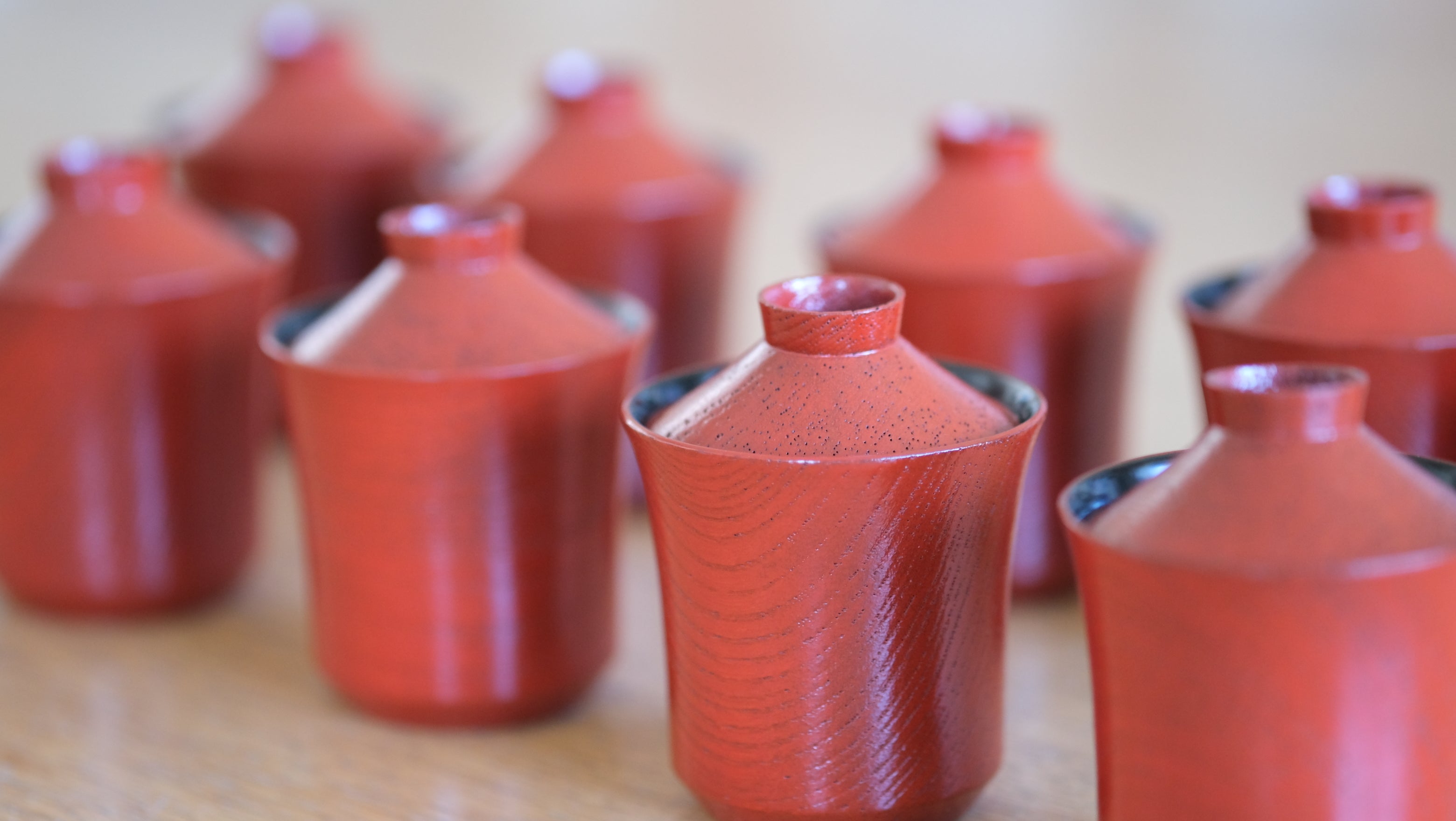 【超希少|桐箱つき】川合漆仙 一玄庵好 朱小吸物椀 十客セット|茶道具・武者小路千家ゆかり