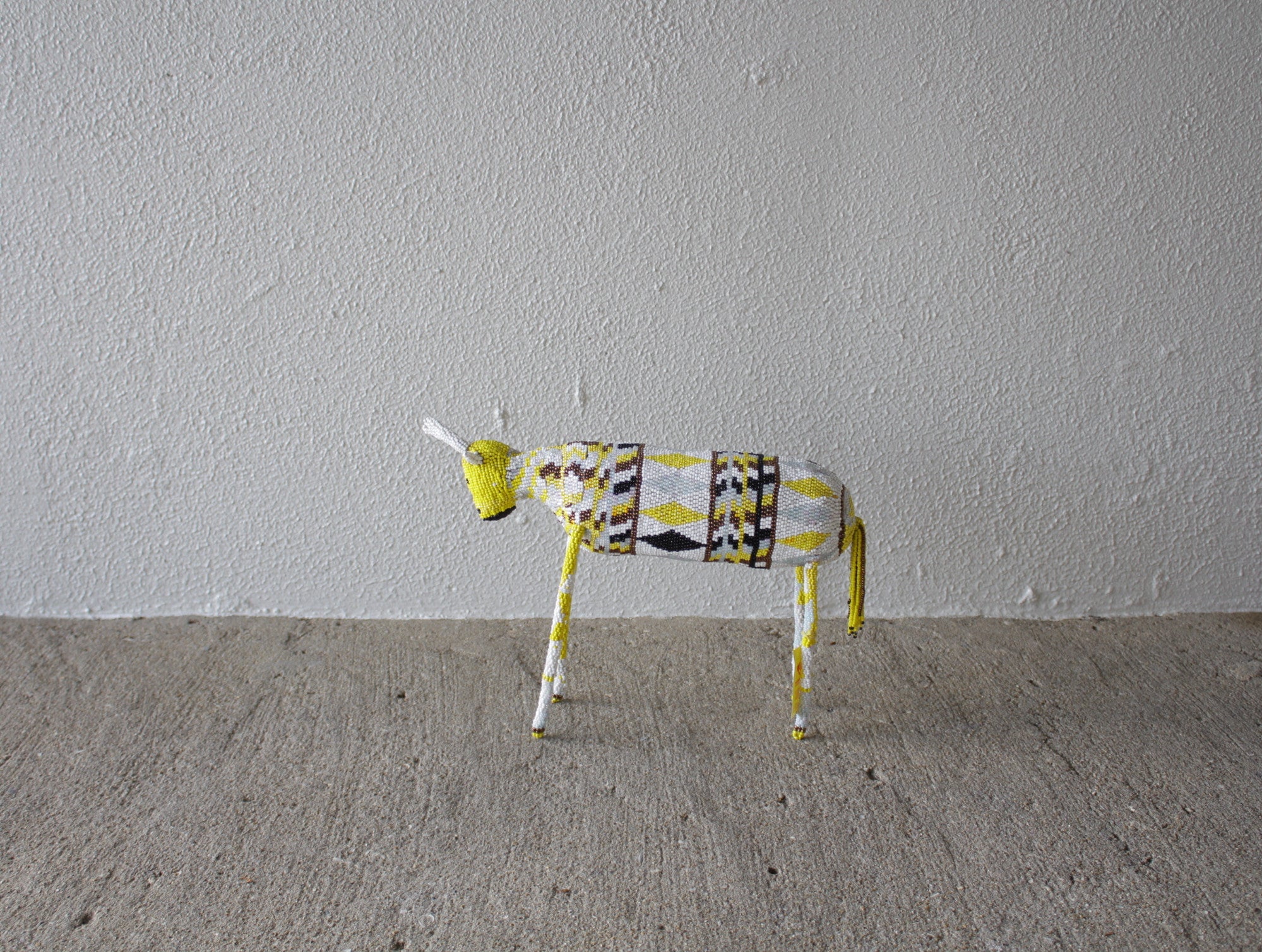 【ラスト1点】モンキービズ 大型ビーズアート(イエロー)/南アフリカ ケープタウン発 ハンドメイド作品