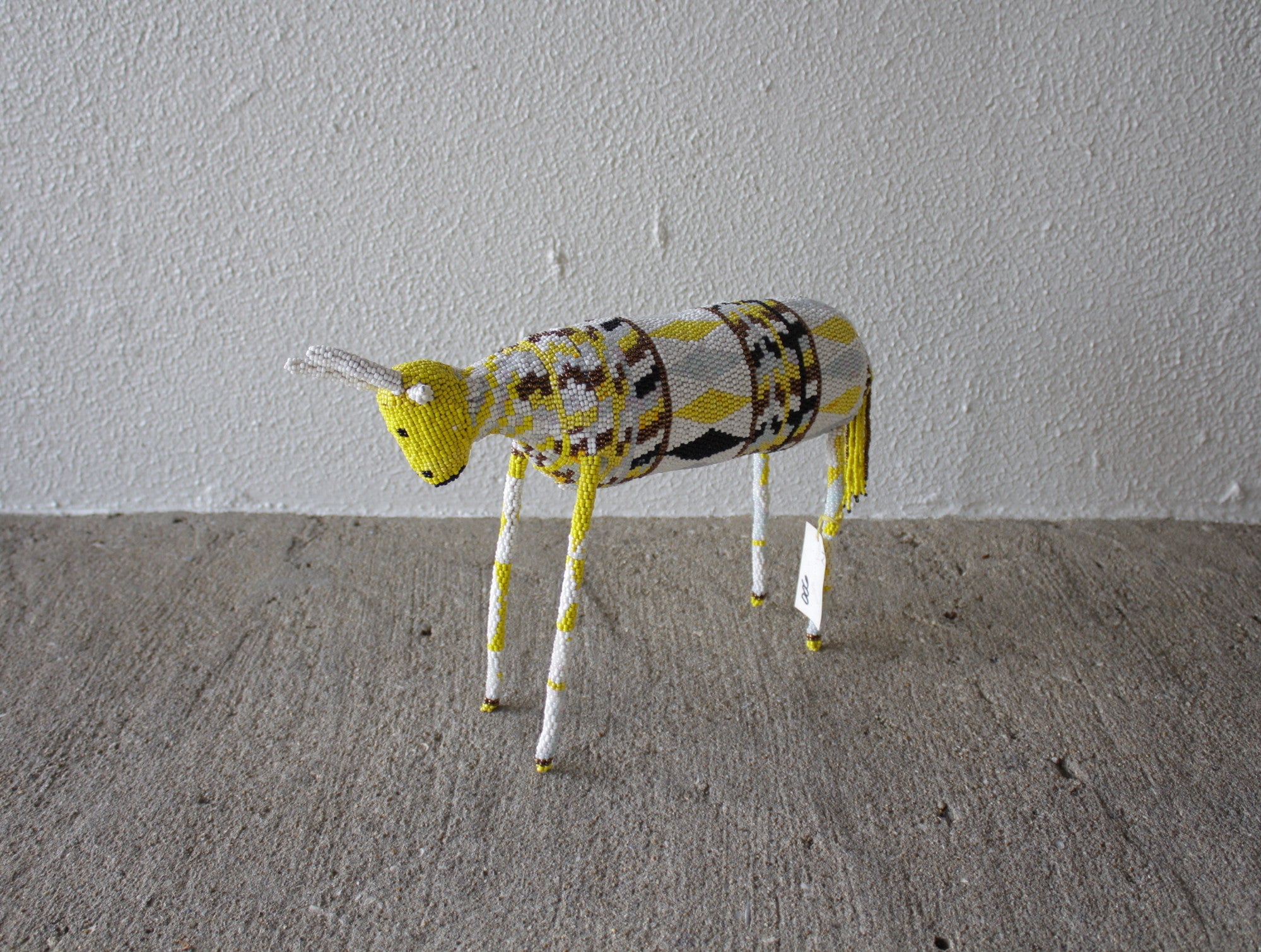 【ラスト1点】モンキービズ 大型ビーズアート(イエロー)/南アフリカ ケープタウン発 ハンドメイド作品