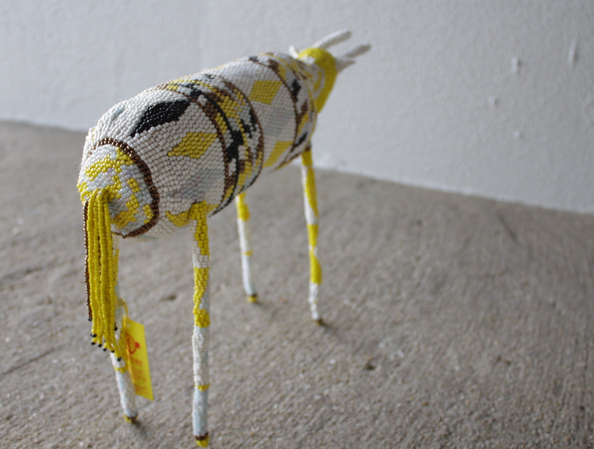 【ラスト1点】モンキービズ 大型ビーズアート(イエロー)/南アフリカ ケープタウン発 ハンドメイド作品