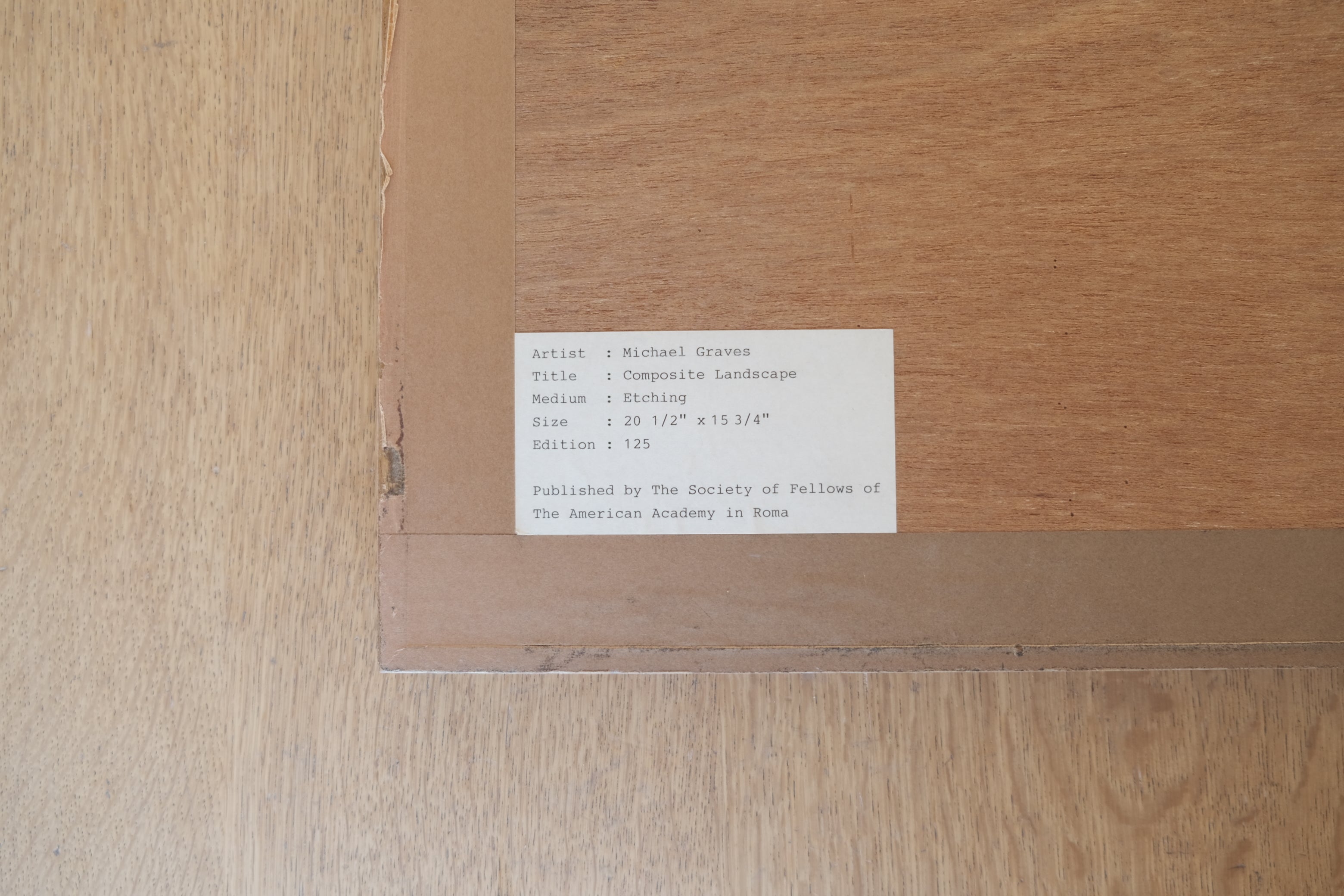 Michael Graves《Composite Landscape》エッチング（1981）｜フレーム付 ※ガラス欠損