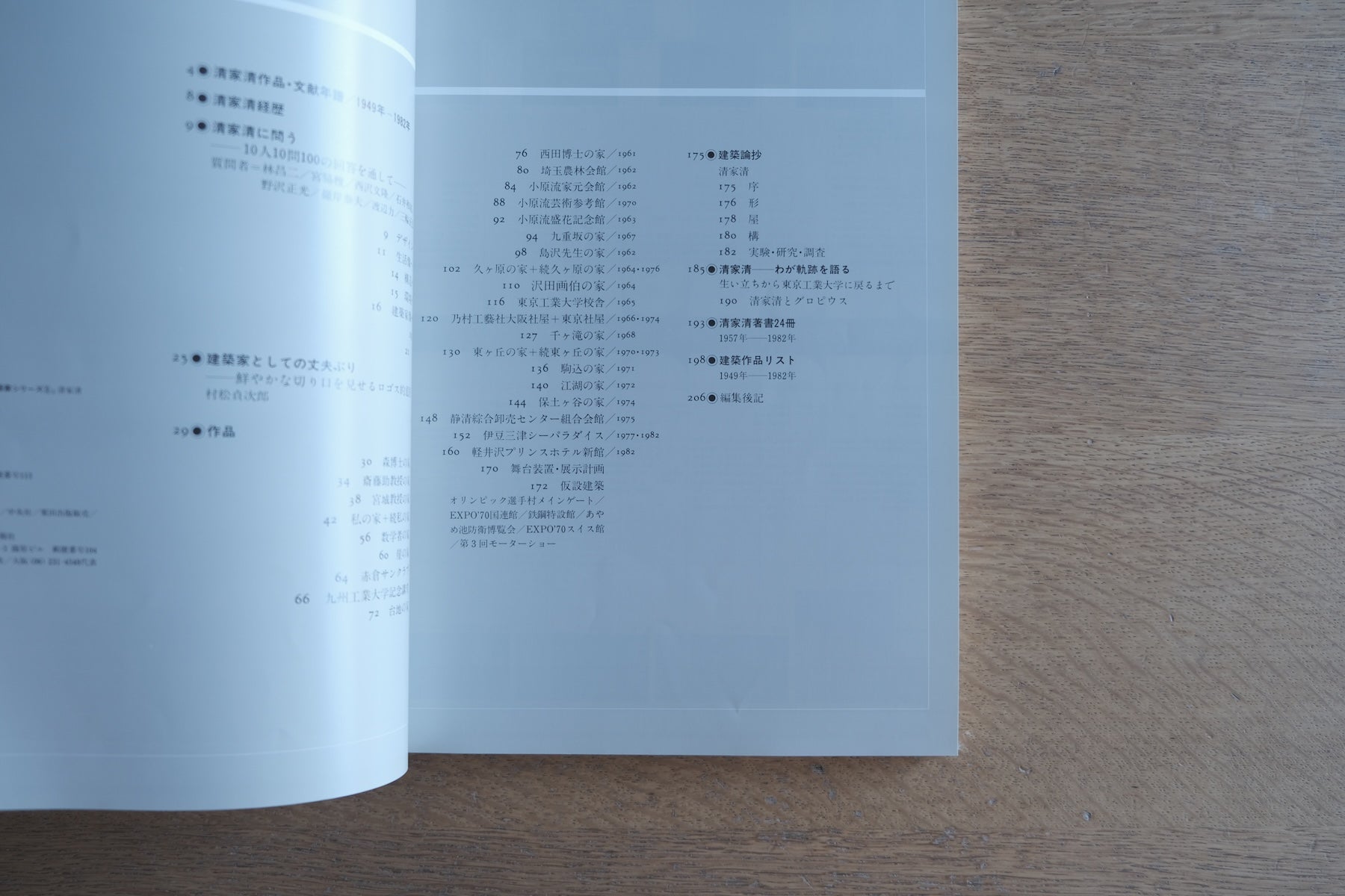 清家清 日本現代建築家シリーズ〈5〉 / 新建築社 1982年初版 / 作品・図面・テキスト収録の建築資料