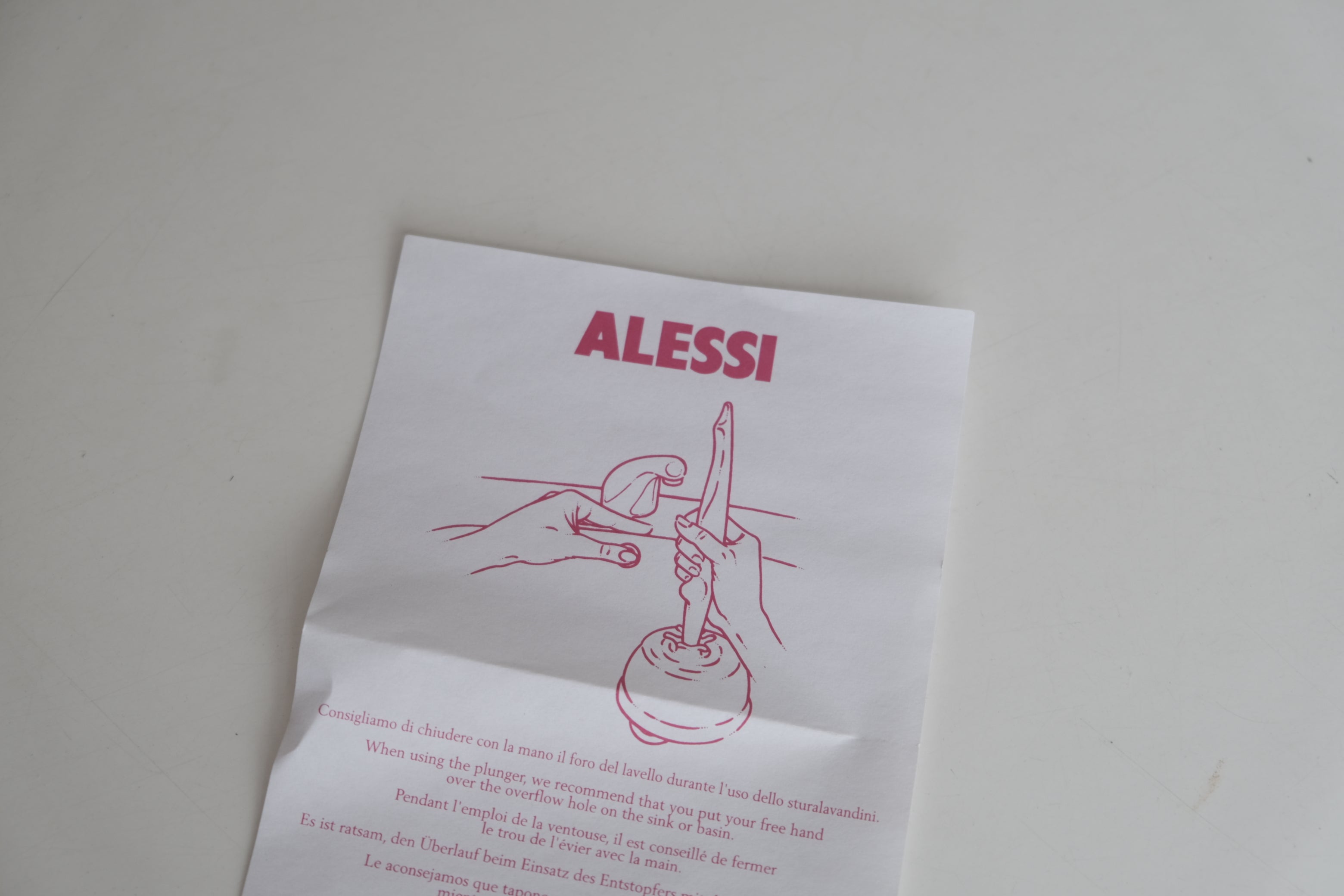 【未使用品】Alessi「Johnny the Diver」シンクプランジャー／ピンク×オレンジ｜Stefano Giovannoni 2000年デザイン