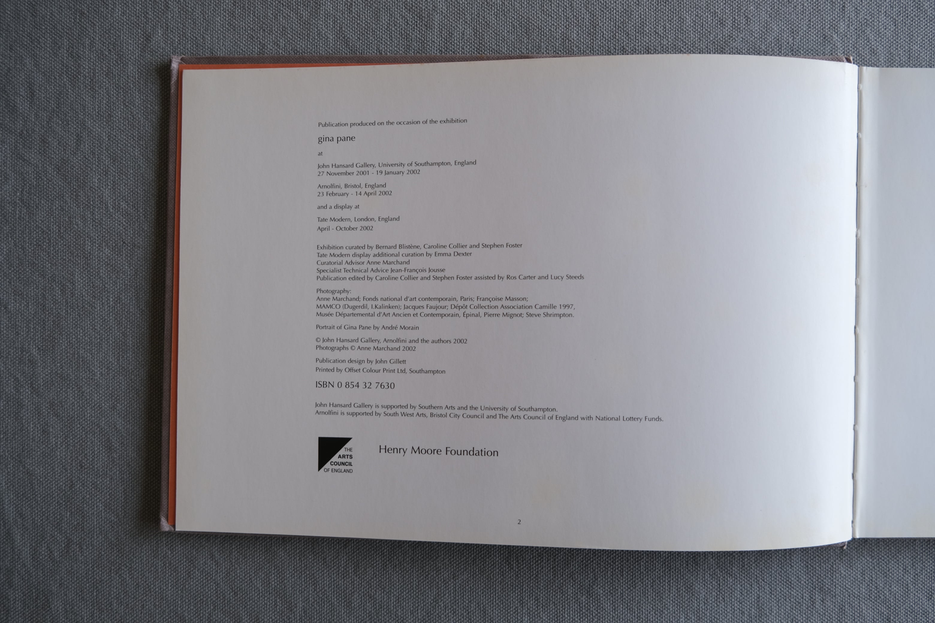 Gina Pane｜ジーナ・パーネ作品集 John Hansard Gallery 2002年