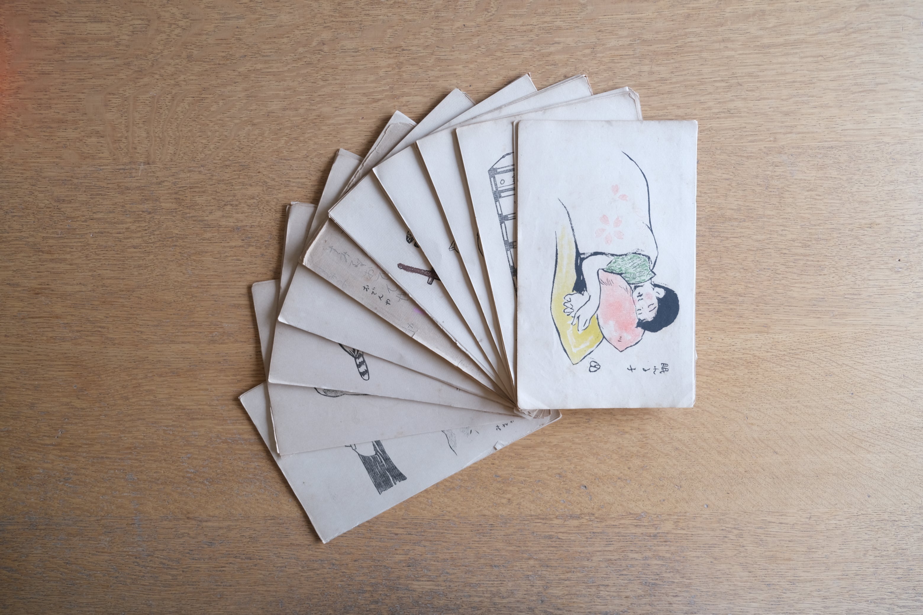 竹久夢二 挿絵スケッチ集 ［書込み数枚あり、彩色数枚あり］９７枚 木版