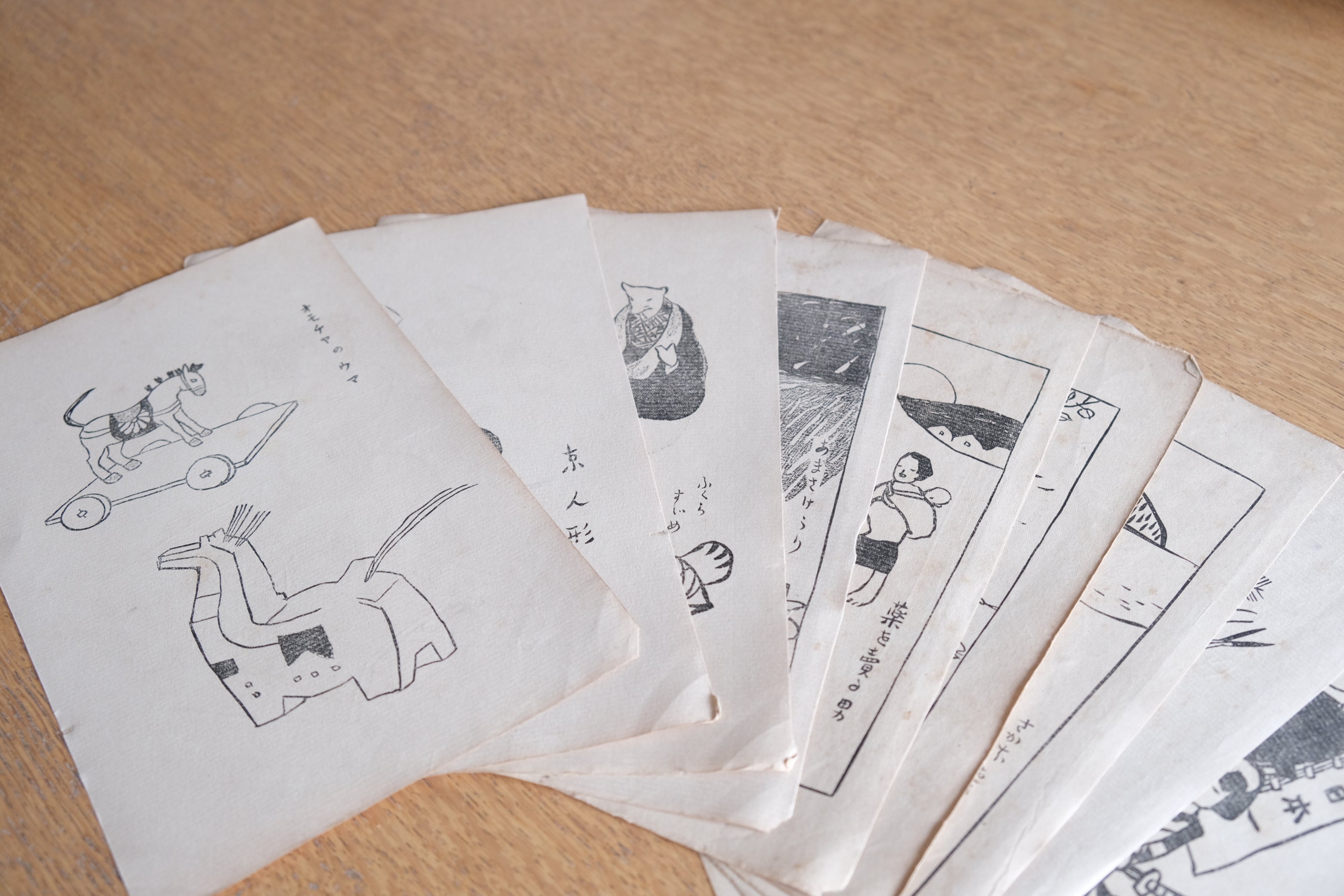 竹久夢二 挿絵スケッチ集 ［書込み数枚あり、彩色数枚あり］９７枚 木版