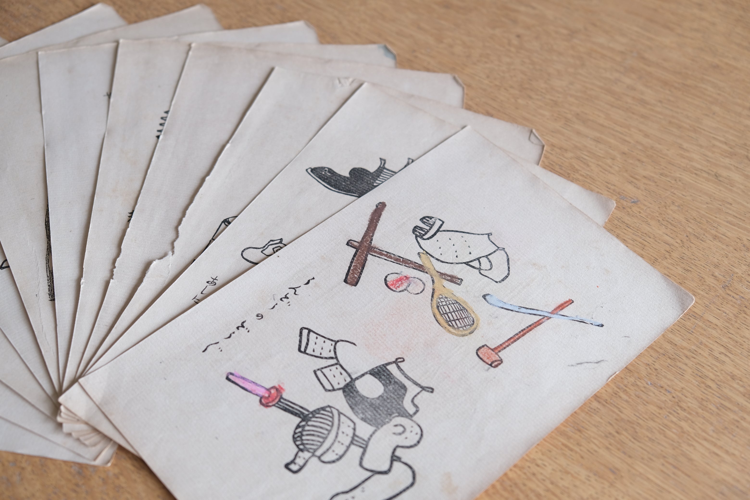 竹久夢二 挿絵スケッチ集 ［書込み数枚あり、彩色数枚あり］９７枚 木版