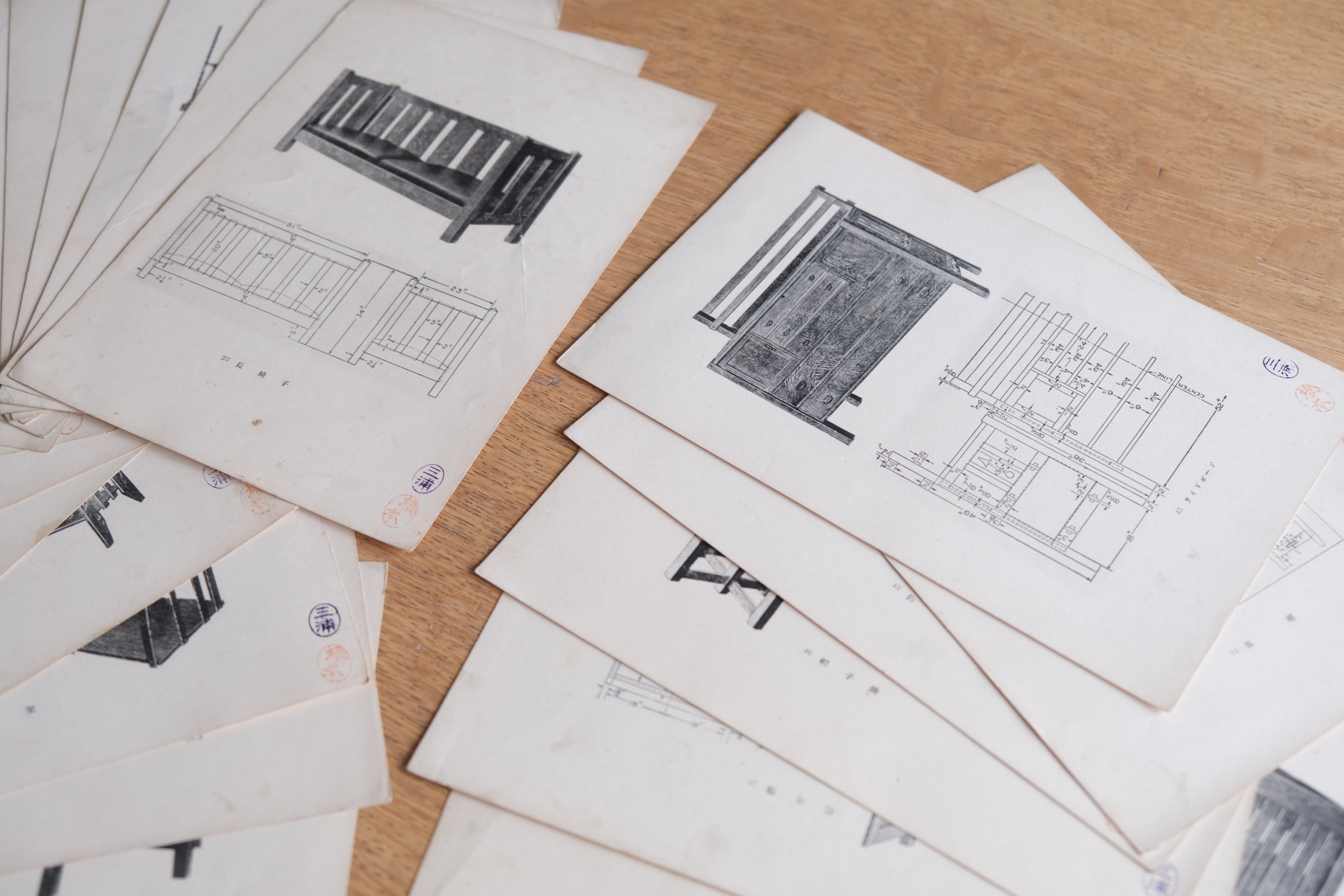 ［希少］家具 図案 小物 大正 昭和初期 資料 初期 デザイナー 1、2欠］家具設計図集 大正時代〜昭和初期