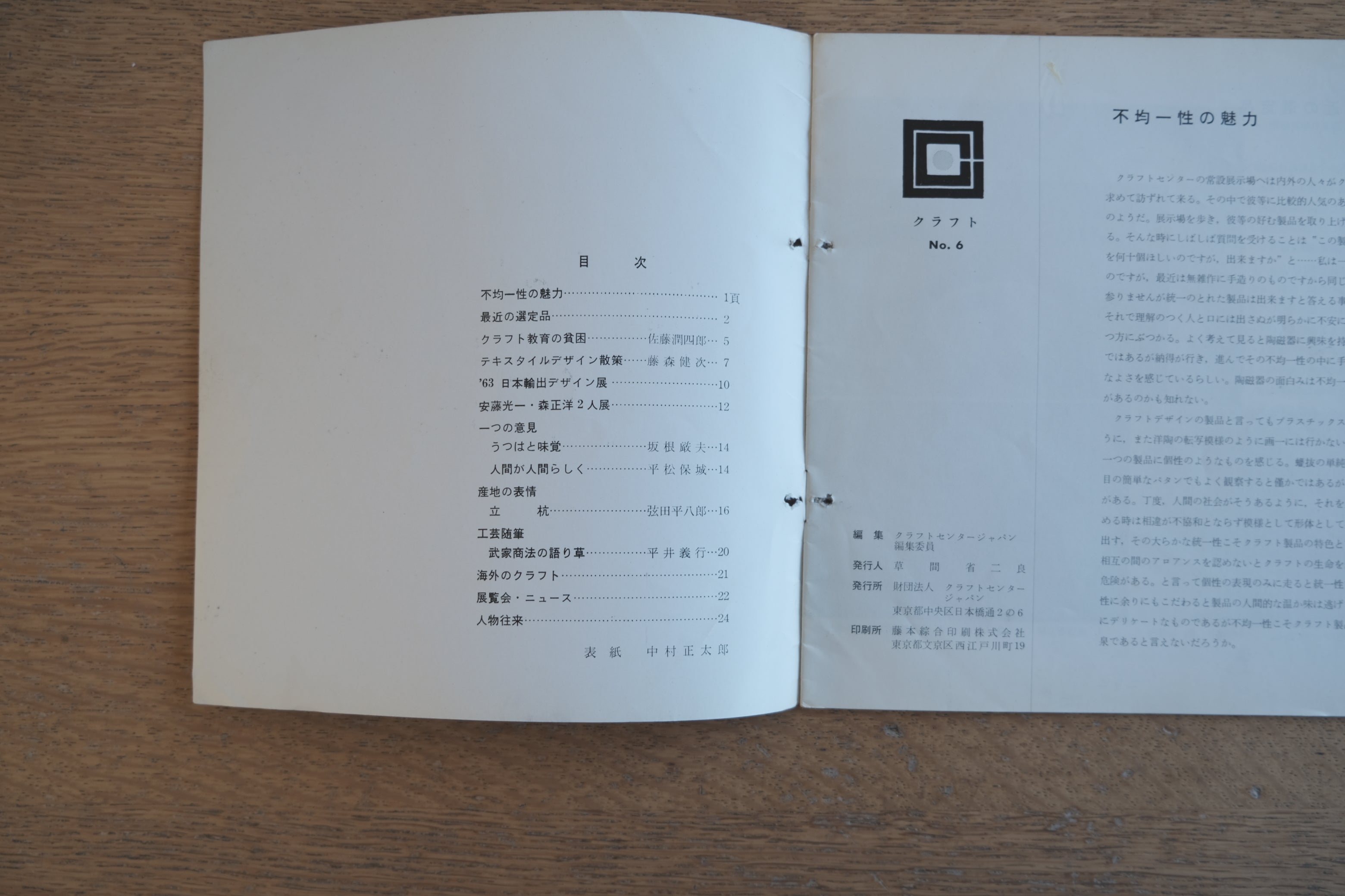 クラフト No.6（1963）｜安藤光一・森正洋 二人展掲載／クラフトセンター・ジャパン