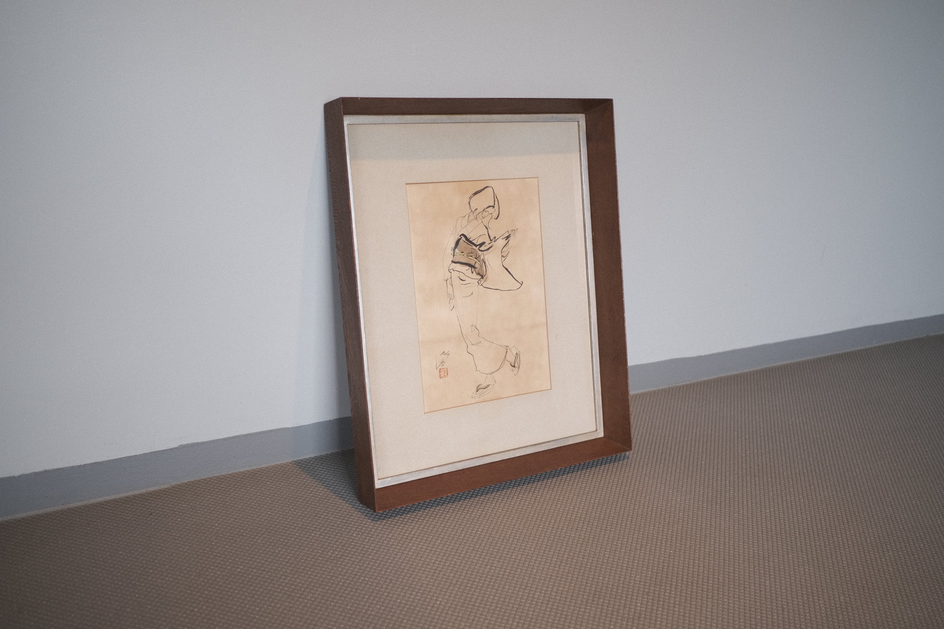 淡く、静かに、時を映す｜長沢節《和装の女》クロッキー原画 額装品