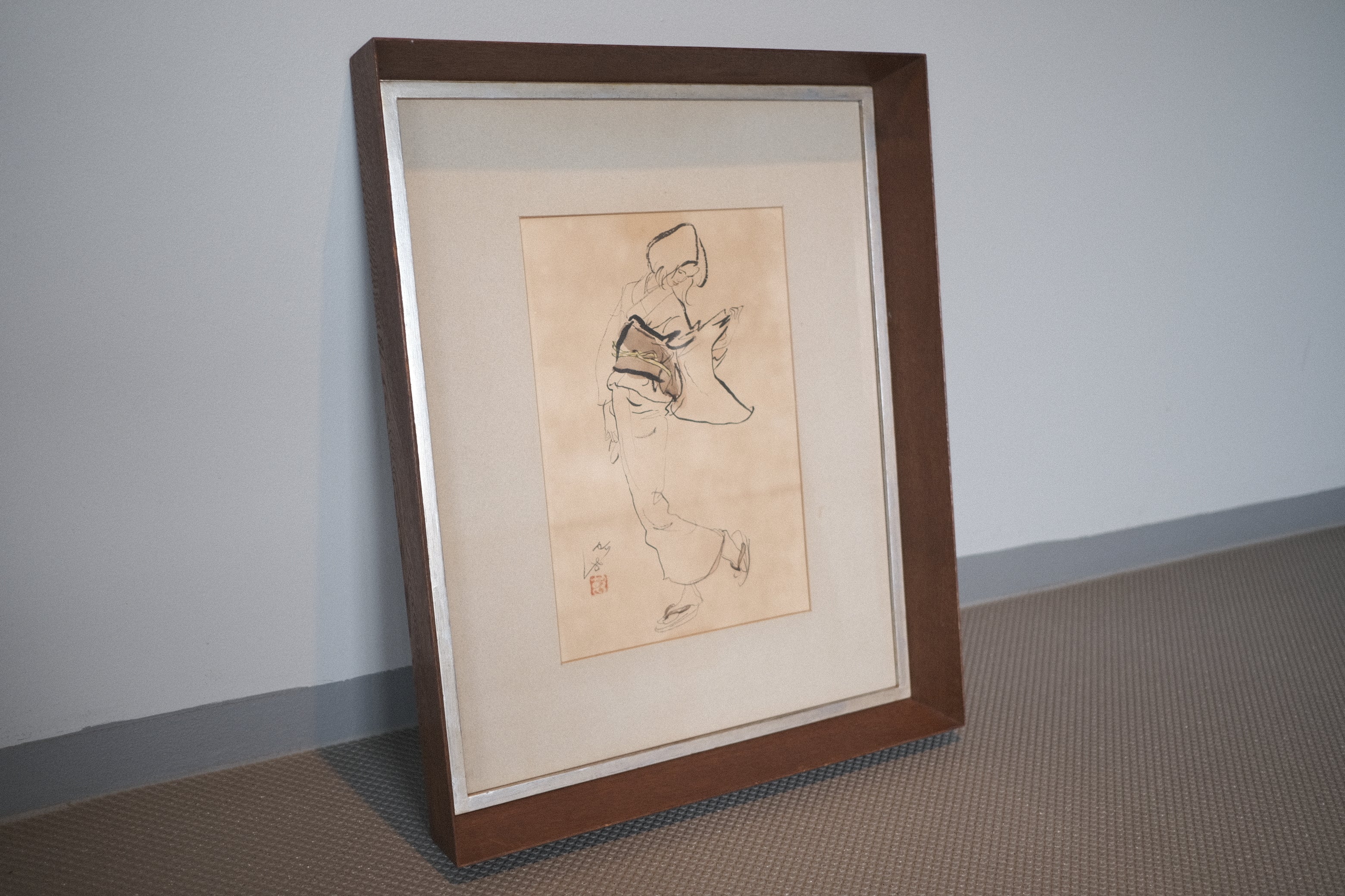 淡く、静かに、時を映す｜長沢節《和装の女》クロッキー原画 額装品