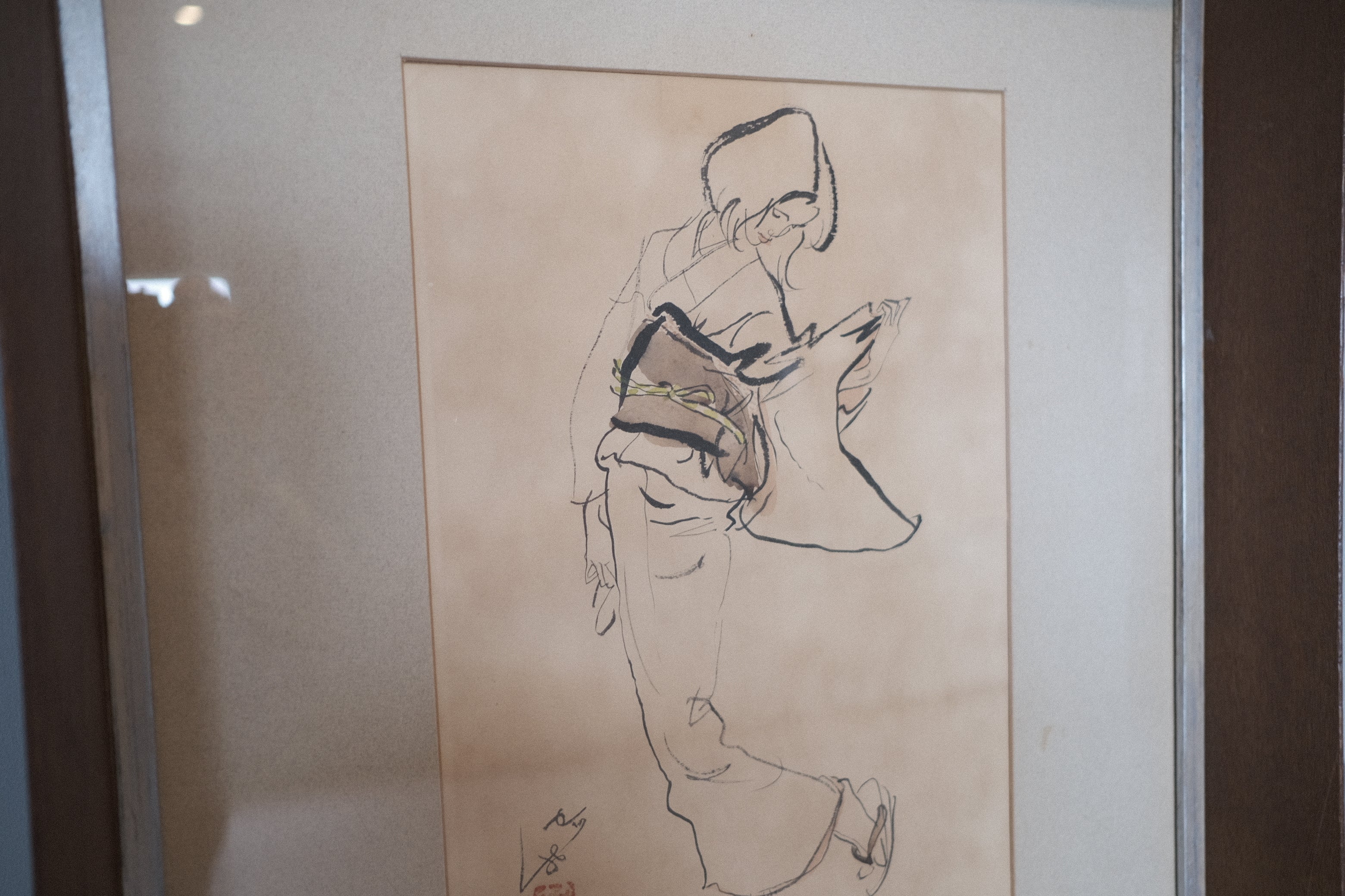 淡く、静かに、時を映す｜長沢節《和装の女》クロッキー原画 額装品